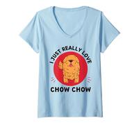 Donna Kawaii Chow Chow I Just Really Love Cute Chow Chow Amante dei Cani Maglietta con Collo a V
