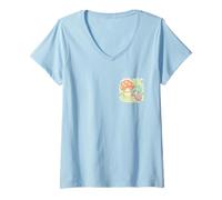 Donna Kawaii Cottagecore Lumaca Fungo Pastello Naturecore Carino Maglietta con Collo a V
