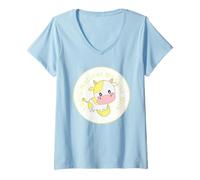 Donna Kawaii Cute Yellow Cow, Kawaii Banana Milk Girl Maglietta con Collo a V