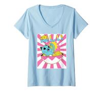 Donna Kawaii Japanese Aesthetic Pastel Core Cat Ramen Noodles Neko Maglietta con Collo a V