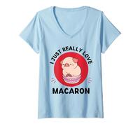 Donna Kawaii Pig Adoro Davvero Il Cibo Macaron Maglietta con Collo a V