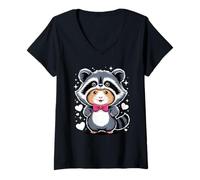Donna Kawaii Porcellino d’India Costume da Procione Maglietta con Collo a V