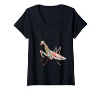 Donna Kawaii Praying Mantis Fiore di ciliegio Giapponese T Fan del Maglietta con Collo a V
