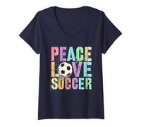 Donna Kawaii San Valentino Peace Amore Calcio Scorer Club Tacchetti Portiere Maglietta con Collo a V