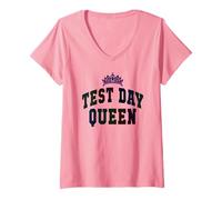 Donna Kawaii Test Day Queen Testing Teacher Va Tutto Bene Ela Maglietta con Collo a V