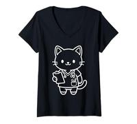 Donna Kawaii Veterinario Veterinario Maglietta con Collo a V