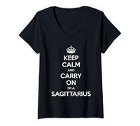 Donna Keep Calm And Carry On I'm a Sagittarius - Funny Astrology Maglietta con Collo a V