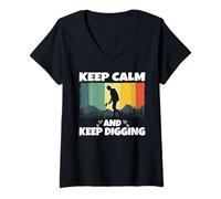 Donna Keep Calm And Keep Digging Metal Detecting Maglietta con Collo a V