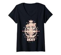 Donna Keep Calm And Stay Sexy Maglietta con Collo a V