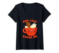 Donna Keep Calm e Cocoa On Chocolate Lover Maglietta con Collo a V