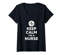 Donna Keep Calm I'm A Nurse Bold Minimal Life Design Maglietta con Collo a V