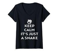 Donna Keep Calm It's Just A Snake Owner Handler Whisperer Amante Maglietta con Collo a V