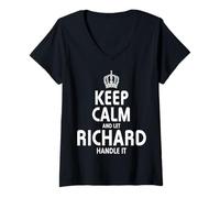 Donna Keep Calm Richard t-Shirt Felpa con Cappuccio Regali Maglietta con Collo a V