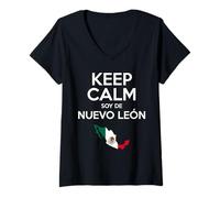 Donna Keep Calm Soy de Nuevo Leon, Messico - Maglietta Orgoglio messicano Maglietta con Collo a V