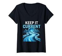 Donna Keep It Current Futuristico Elettricista Ingegnere Design Maglietta con Collo a V