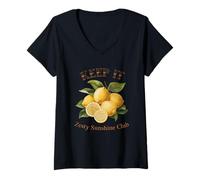 Donna Keep It Zesty Sunshine Club Lemon Art Maglietta con Collo a V