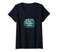 Donna Keep Oceans Wild Marine Life Conservation Ocean Maglietta con Collo a V