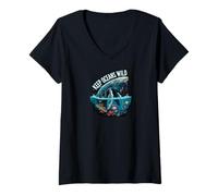 Donna Keep Oceans Wild Whale Conservation Marine Life Design Maglietta con Collo a V