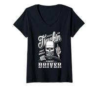 Donna Keep On Trucking Diesel Addicted Cappello Camionista Vintage Maglietta con Collo a V