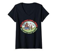 Donna Keep Our Forest Green & Growing Smokey Bear & Friends Retro Maglietta con Collo a V