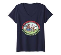Donna Keep Our Forest Green & Growing Smokey Bear Illustration Maglietta con Collo a V