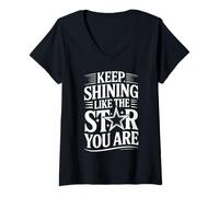 Donna Keep Shining Like The Star You Are Optimism Mindset - Maglietta con Collo a V
