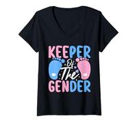 Donna Keeper of The Gender - Divertente Design per rivelare Il Bambino Maglietta con Collo a V