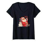 Donna Keepin' It Frosty Santa Claus Snowman Christmas Chill Maglietta con Collo a V