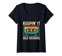Donna Keepin' It Old School - Hip Hop Old School Anni '80 e '90 Maglietta con Collo a V