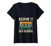 Donna Keepin' It Old School - Hip Hop Old School Anni '80 e '90 Maglietta con Collo a V