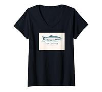Donna Kenai River Alaska Salmon Fishing Design per Pescatori Maglietta con Collo a V