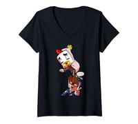 Donna Kendal La Prima Avventura Tee Funny Playing Game Maglietta con Collo a V, Nero, XL