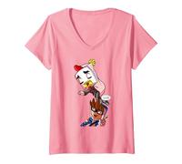 Donna Kendal La Prima Avventura Tee Funny Playing Game Maglietta con Collo a V, Rosa, M