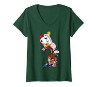 Donna Kendal La Prima Avventura Tee Funny Playing Game Maglietta con Collo a V, Verde Foresta, S
