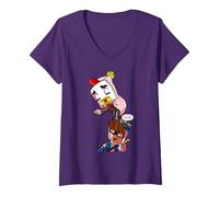 Donna Kendal La Prima Avventura Tee Funny Playing Game Maglietta con Collo a V, Viola, M
