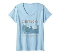 Donna Kentucky Colline Lente e Silenzio Bourbon - Arte Vintage Maglietta con Collo a V