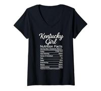 Donna Kentucky Girl Valori nutrizionali Città Natale Louisville Bluegrass Maglietta con Collo a V