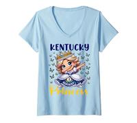 Donna Kentucky Princess Dab Dance Kentucky per Ragazze Bambini Maglietta con Collo a V