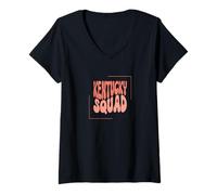 Donna Kentucky Squad Bluegrass Stato Vintage Retro Kentucky Amante Maglietta con Collo a V