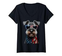 Donna Kerry Blue Terrier Dog 4 luglio Giornata dell'indipendenza americana Maglietta con Collo a V