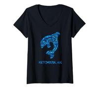 Donna Ketchikan Alaska Native American Orca Whale Maglietta con Collo a V