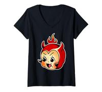 Donna Kewpie Baby Devil Demon Maglietta con Collo a V