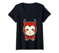 Donna Kewpie Baby Devil - Tatuaggio Carino Maglietta con Collo a V