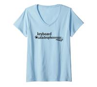 Donna Keyboard Catastrophe Carino scherzi sciocchi per Le Persone Che Amano Il Gatto Maglietta con Collo a V