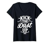 Donna Kick The Dust Up Paese Western White Maglietta con Collo a V