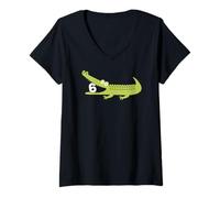 Donna Kids 6 Six Year Old Alligator Funny Crocodile 6th Birthday Maglietta con Collo a V