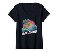Donna Kids Bahamas Trip Beaching Vacay Tutte Le Ragazze Sorelle Crew Maglietta con Collo a V