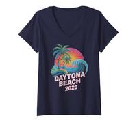 Donna Kids Daytona 2026 Vacation Surfing Trip Tutte Le Ragazze Sorelle Maglietta con Collo a V