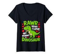 Donna Kids I Love My Mommy Rawr Dinosauro Mamma Festa della Mamma Bambino Maglietta con Collo a V