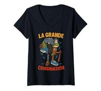 Donna Kids Meme Combinasion La Grande Combination Italian Brainrot Maglietta con Collo a V